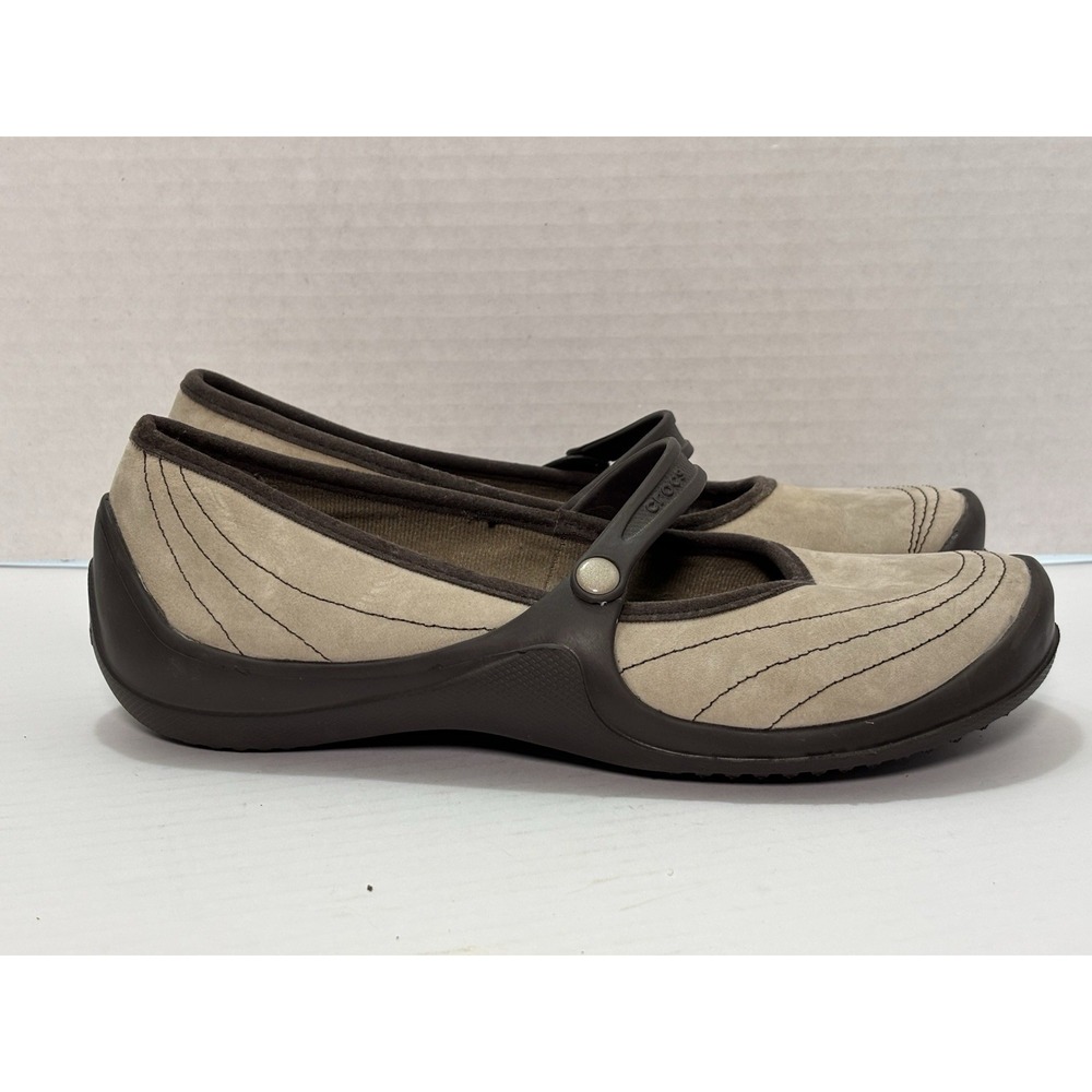 Crocs‎ 10889 Mary Jane Flats Womens 10 W Nubuck Leather Comfort Shoes